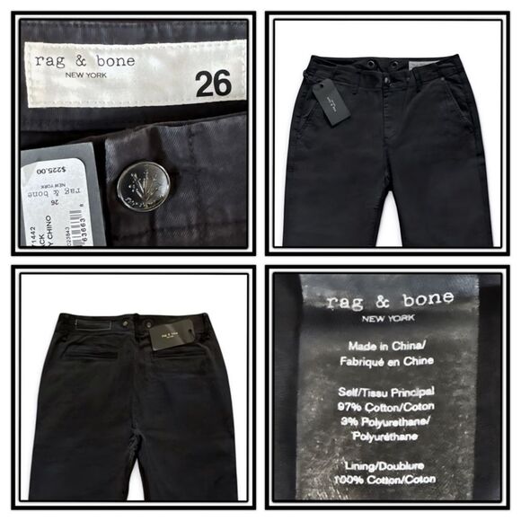 Rag & Bone Buckley Black Chino Pants - Picture 7 of 16